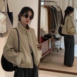 블랙퀸 블루민 소매배색 루즈핏 점퍼 blk003165