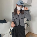E 이른 봄 2022 풍 조거 숏 니트 가디건 여 브이넥 슬림 니트 코트 상의 고양이 S