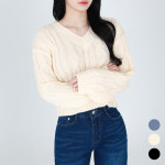 모이르벨라 여성용 로아나 꽈배기 브이넥 니트