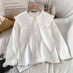 애니율 여성 봄 가을 숄카라 셔츠 블라우스 화이트색 G3038