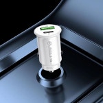 차량용 듀얼 포트 미니 USB 충전기 초고속 충전 담배 라이터 소켓 난연 PC 휴대폰 어댑터 12-24V