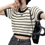 크롭 니트티 여름 반팔티 데일리 티셔츠