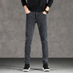 남성 레터링 스판좋은 기모 두툼 스트라이프 워싱 청바지 슬림 플리스 안감 데님 팬츠 바지 블랙 30 H7301