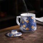 에나멜 컬러 커피 머그잔 수제 세라믹 찻잔 도자기 하이 퀄리티 커버 필터 1 1pc Teacup