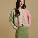 딘트 배색 가디건 J2657