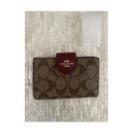 코치 coach 미디엄 Corner Zip 지갑 In 시그니처 캔버스 Khaki Cherry 카드지갑 C0082