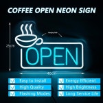 미적 LED 장식 네온 오픈 커피 스튜디오 사인 문짝 조명 작동