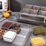 식재료 분할 트레이 반찬통 사각 8칸 칸칸 나눔 보관용기 뷔페 6구 용기 숟가락