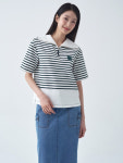지센 지센 여성 스트라이프 집업 세일러 5부 티셔츠 LCTSO332