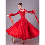 댄스복 드레스 대회 파티 왈츠 탱고 깃털 여성