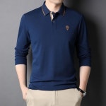 남성 데일리룩 카라넥티 봄가을 캐주얼 긴팔 셔츠 순색 자수 터틀넥 티 스포M3