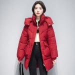 애니율 여성 겨울 후드 롱 패딩 레드색 G6759