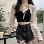 여름 볼레로 가디건 크롭 시스루 린넨 여성 L
