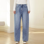 빼빼 여성용 커브드라인 와이드 롱 청바지 28
