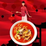 중국 중화요리 수타 짜장면 짬뽕 치파오 차이나 중식 식당 파르텔 벽지 시트지 롤스크린