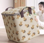 대용량 곰돌이 이불정리함 다용도 부직포 이불 보관함 100L
