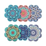 아줄레주 플라워 세라믹 컵 코스터 6개 세트