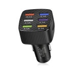멀티 포트 차량용 충전기 어댑터 6 포트 USB LED 디스플레이 QC 3 0 고속 충전 PC 난연성 소재 쉘