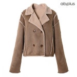 에이비플러스 AB PLUS ab plus ab plus 카라 더블 버튼 배색 무스탕 자켓 L