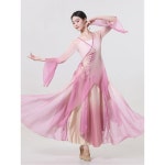 워십의상 고전 워쉽복 무용 라인댄스복 소메 연습복 풀치마 그라데이션 투톤 세트 끈나시 세트 끈나시 S