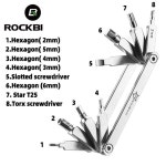 ROCKBROS 자전거 세트 8 in 1 멀티 도구 40CR 스틸 컴팩트 휴대용 사이클링 액세서리