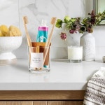 욕실 조리대용 대나무 칸막이가 온소기 유리 칫솔 치약 홀더 세면대용 정리대 - 1팩