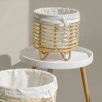 인도네시아 수제 라탄 다용도 세탁 바구니 햄퍼 소형