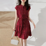 패션고리 여성 라운드 땡땡이 민소매 원피스 H1076