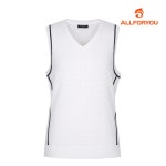 올포유 올포유 여성 펀칭 짜임 배색 브이넥 니트 G AWSVL3268-100