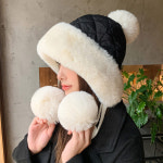엠에스 24018 다이아 퀼팅 방울 모자 페이크 퍼 모자 털모자 버킷햇