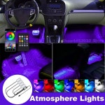 자동차 음악 주변 조명 RGB 4 in 1 LED SAAB SCANIA 93 9 5 9000 R420 R450 R500 무선 원격 앱 USB 액세서리