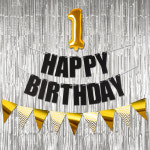 파티짱 파티짱 숫자 레터링 지그재그 커튼 세트 골드블랙골드매실 생일 파티 풍선