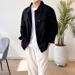 남자 가슴 포켓 베이직 봄 가을 오버핏 코튼 트러커 셔츠 자켓 L 트러커자켓 단추 H1002