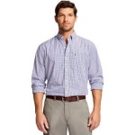 IZOD 남성 어드밴티지 퍼포먼스 격자무늬 긴 소매 스트레치 버튼 다운 셔츠 태터솔 자전거 라지