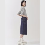 지센 컬러 데님 포켓디테일 미디 스커트 IN LCSKP321