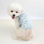 애견 여름 플라워 와플 면스판 나시 S 나들이룩 의상