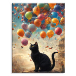 엔픽아트 캔버스형 보석십자수 DIY키트 40 x 50 cm 형형색색 풍선 검은 고양이 1개 MK156