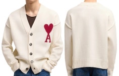 아미 아미 23FW 남성 하트 로고 울 가디건 154 M 23F BFUKC006 018