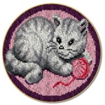 알로데 라운드 야옹이 카펫 러그 DIY 스킬자수세트 중국어버전 흰색인쇄메쉬 NO 06 1개