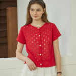 아워호프 아워호프 골디시 버튼 펀칭 가디건 -