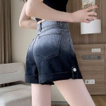 진청반바지 워싱 데님 핫팬츠 하이웨스트 통 버뮤다 여름블랙진 3부 와이드 포켓 반바지