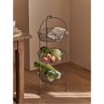 선반 바구니 진열대 5단 수납 사다리꼴 바퀴 접이식 야채 편의점 다크브라운 삼층