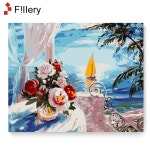 FiIIery DIY 명화그리기 해바라기그림 풍경화 꽃 유화 세트 40 x 168-낭만 해변 1개