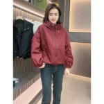 쩐쿠 여성 박시핏 후드 집업 바람막이 자켓 6692 와인