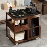 이동식 원목 차테이블 전통차 우드 트레이 단문형 무덮개 65단추 차트레이 카트 테이블