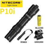 루멘 원 버튼 전술 손전등 작은 스트레이트 자기 방어 USB C타입 충전식 토치 NITECOREP10I 1800 NL2140I