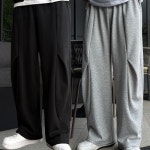 인히어맨즈 1 1 투더 커브드 핀턱 와이드 밴딩팬츠