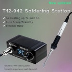 QUICKO OLED 미니 납땜 스테이션 디지털 전자 용접 철 DC 버전 전원 공급 장치가없는 휴대용 T12-942