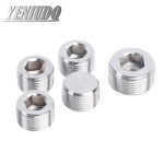 304 스테인레스 스틸 내부 육각형 파이프 커넥터 1 8 1 4 3 8 1 2 3 4 1 2 BSP 수나사 카운터 싱크 엔드 플러그 공압 피팅 Male Plug 1 8