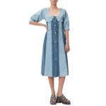 GANNI 가니 여성 Two tone denim midi 드레스 Light denim J1078 630
